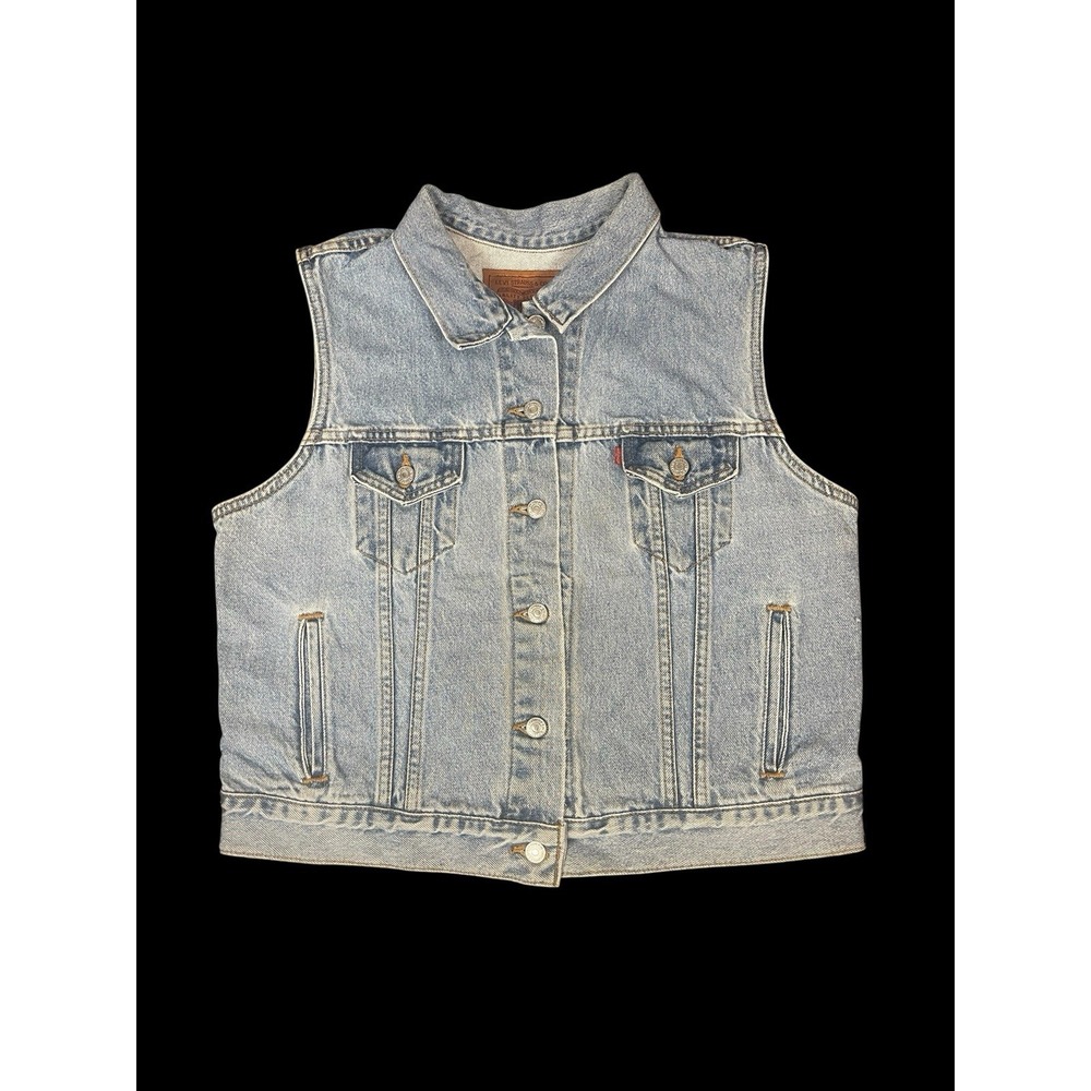 Levi's Vintage Y2K 90s Sleeveless 100% Cotton Denim Trucker Vest Women L Western